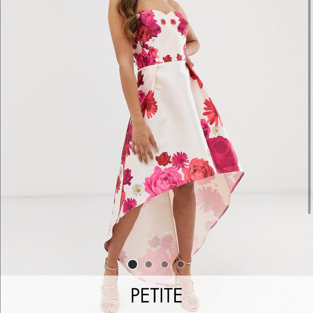 Chi Chi London Petite printed mini prom skater bandeau dress in floral